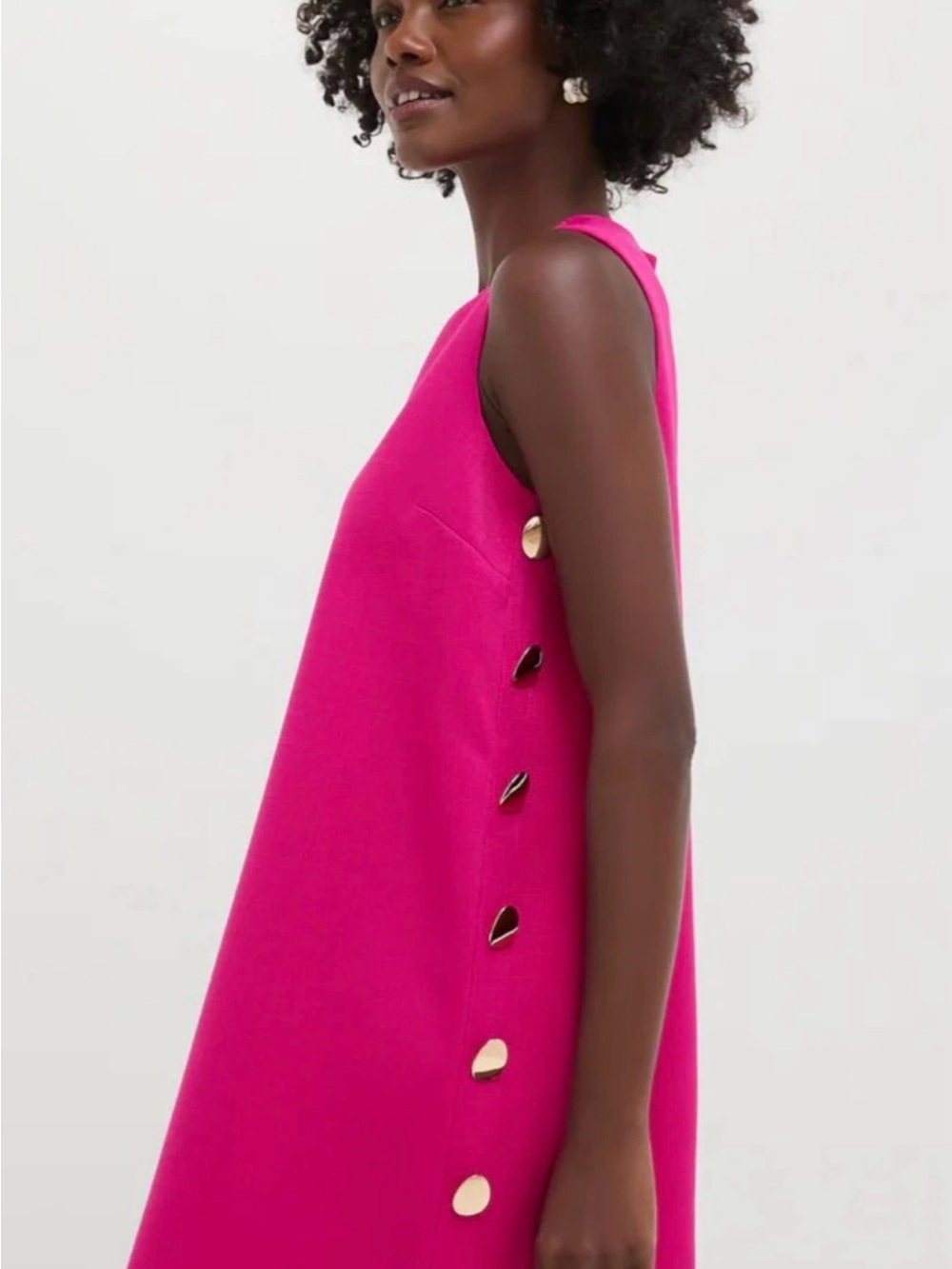 Hyacinth House Tuckernuck Bitsy Button Magenta  Dress with Side Button Detail